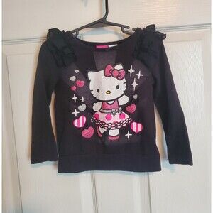 Hello Kitty Ruffle Shoulder Long Sleeve Top Toddler Girl 3T